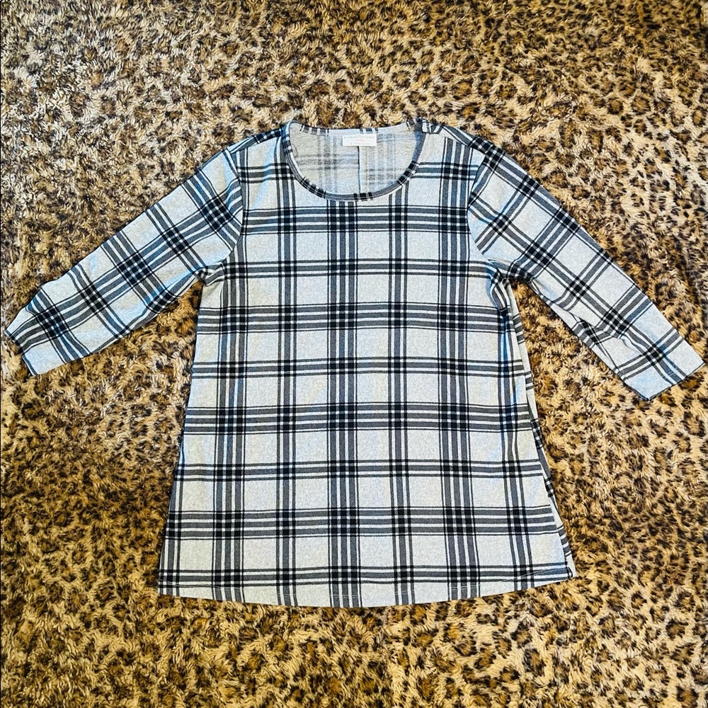Black & Grey Plaid Shirt Size Large